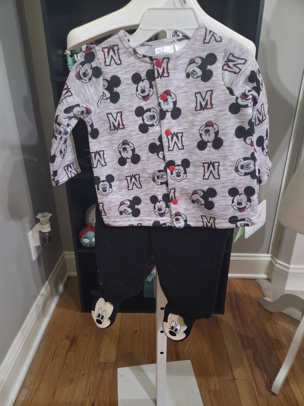 Disney Mickey Mouse Gray, Black & Red Kids Pajama Set